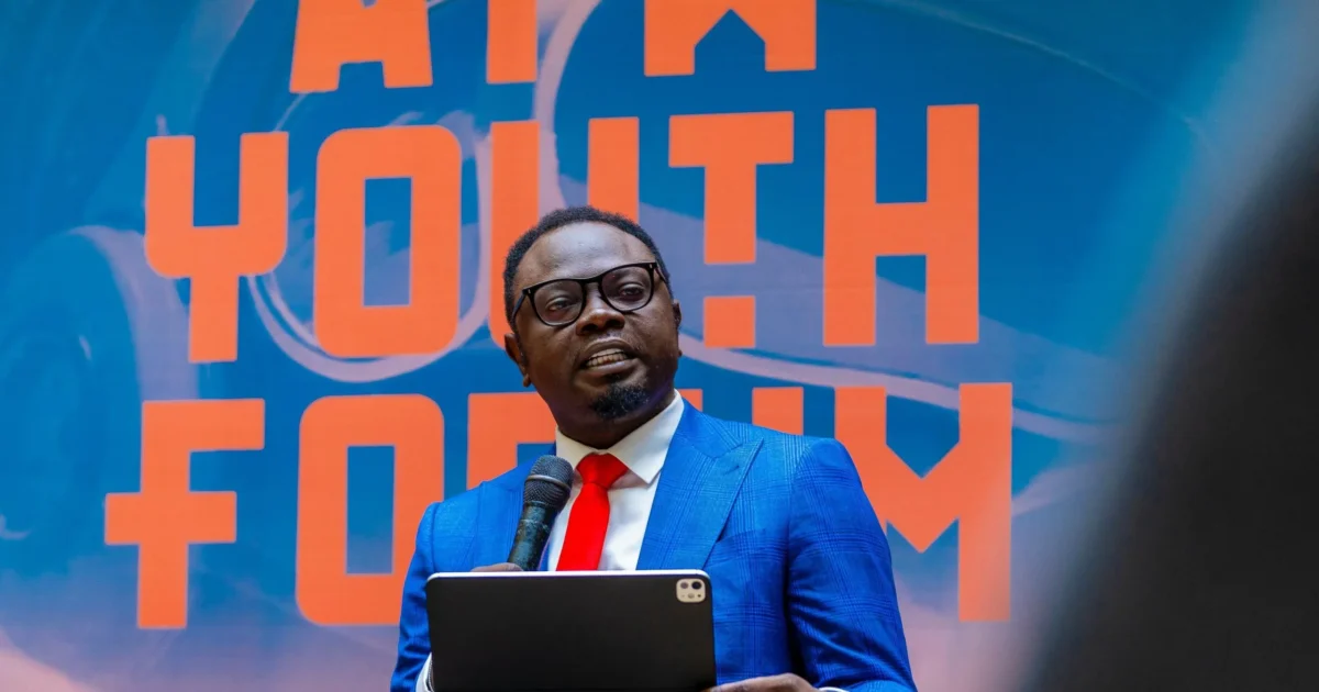 Youth Development Minister Ayodele Olawande speaking at a youth event
