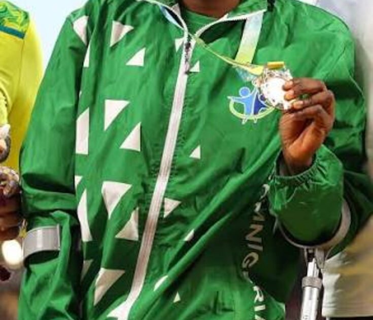 Goodness Nwachukwu in Team Nigeria colours with a medal