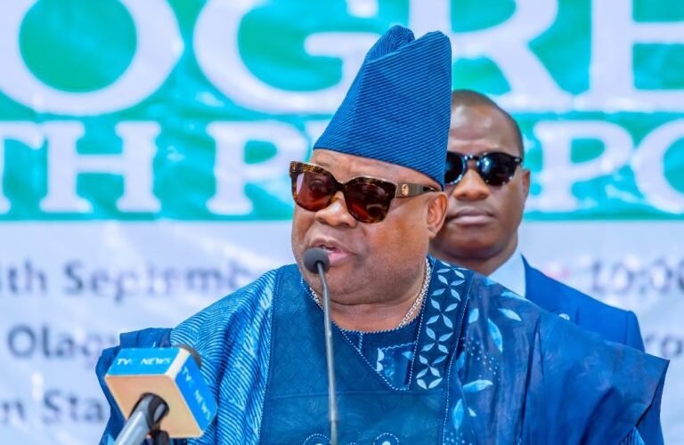 Osun State Governor Ademola Adeleke speaking at a public event