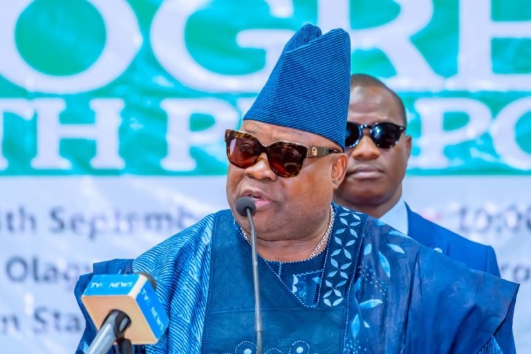 Osun State Governor Ademola Adeleke speaking at a public event