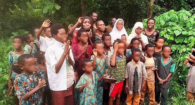 People connected to the Oyo school abduction case in a source-origin Channels TV photo