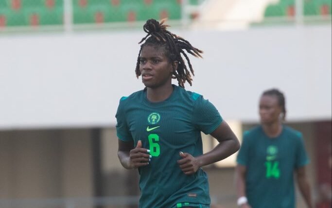 Esther Okoronkwo training with the Super Falcons