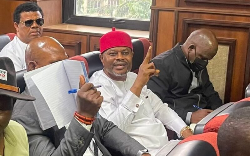 Uche Nnaji seated in court during his arraignment at the Federal High Court in Abuja