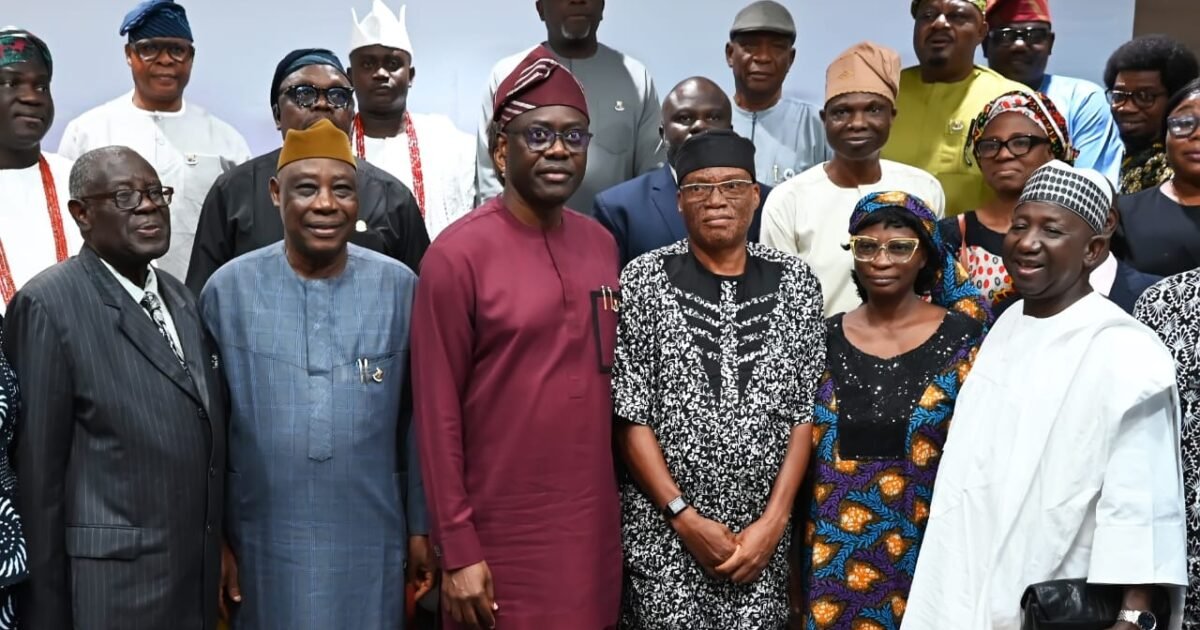 Governor Seyi Makinde with members of the Oriire school abduction inquiry panel in Ibadan