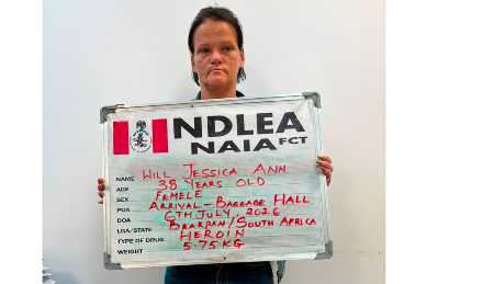 Will Jessica Ann, South African suspect arrested by NDLEA in Abuja heroin case