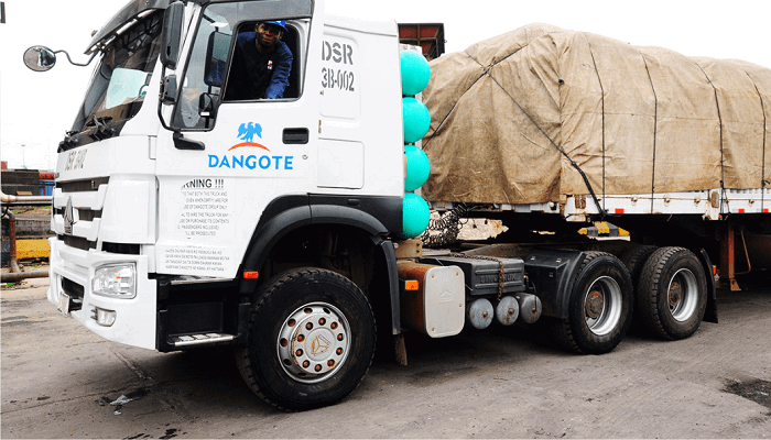 Dangote-branded trucks