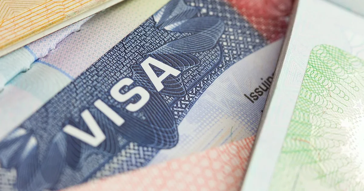 Close-up of a United States visa document