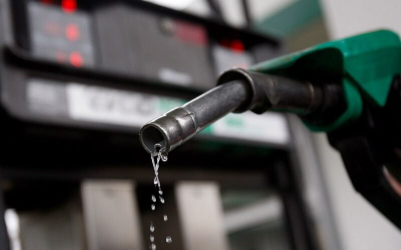 Petrol pump nozzle at a filling station