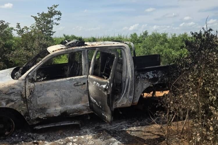 Burned patrol vehicle after an attack in Sokoto