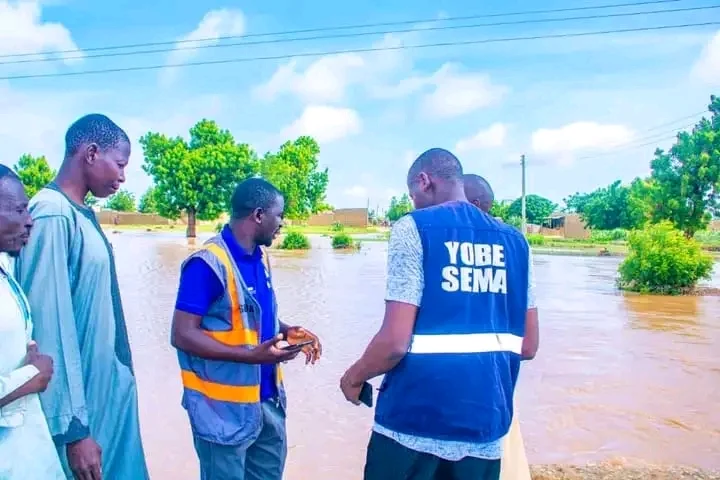 Yobe SEMA officials inspect floodwater in Damaturu
