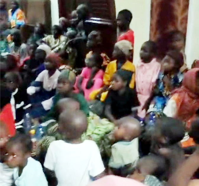 Some rescued Kwara abductees gathered indoors