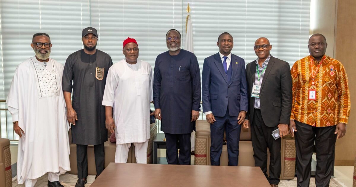 ECOWAS Commission President Omar Touray with Innoson Vehicle Manufacturing representatives in Abuja