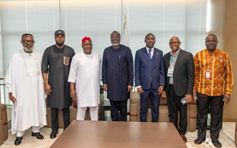 ECOWAS Commission President Omar Touray with Innoson Vehicle Manufacturing representatives in Abuja