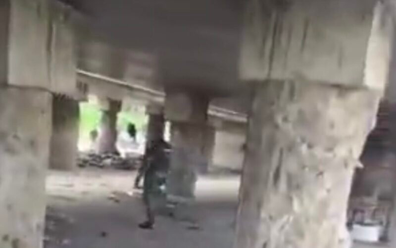 A damaged section beneath a Lagos bridge