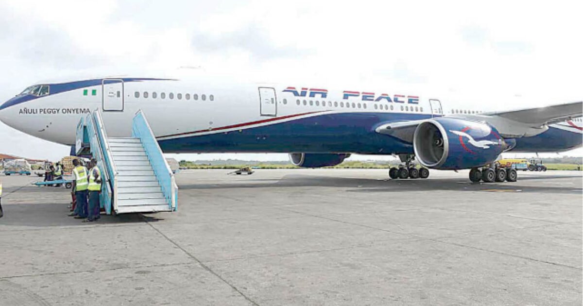 Air Peace aircraft at an airport, used as a contextual image for flight disruptions