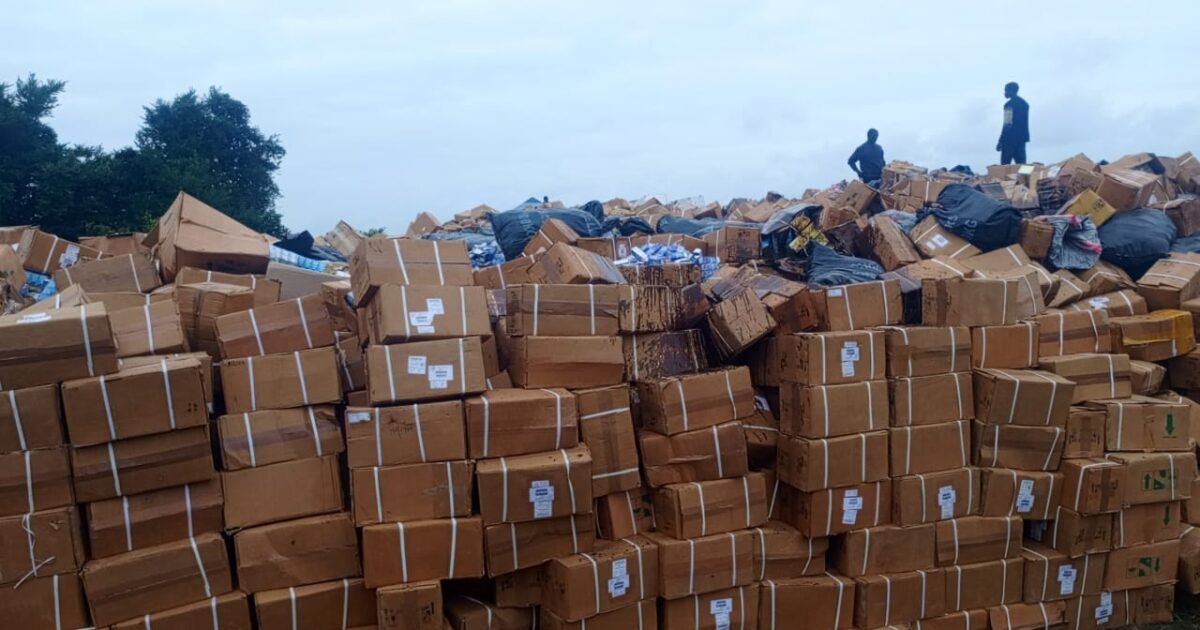 Stacks of seized drug packages prepared for NDLEA destruction in Lagos