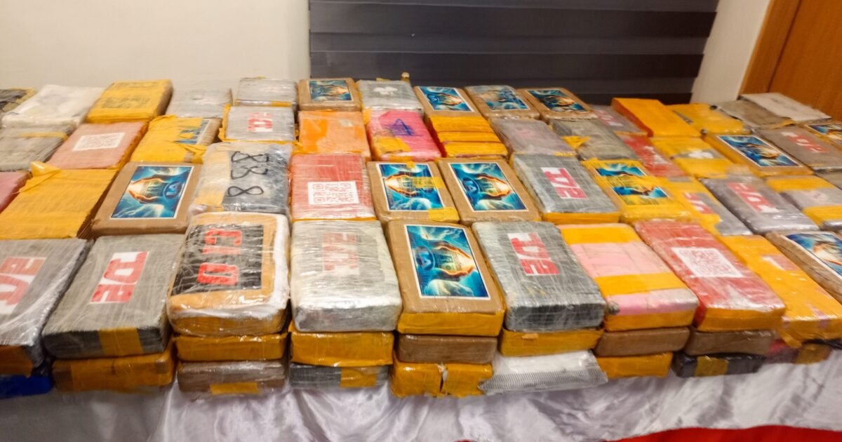 Packages of seized cocaine displayed by the NDLEA
