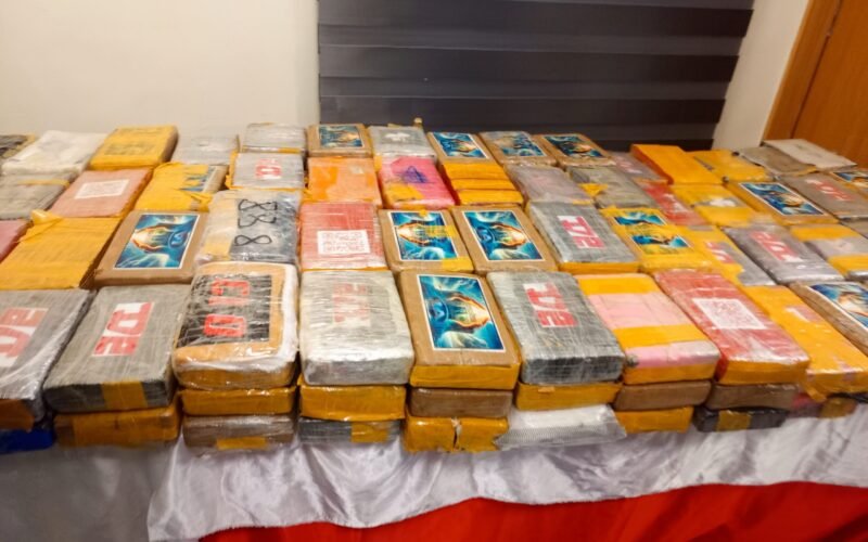 Packages of seized cocaine displayed by the NDLEA