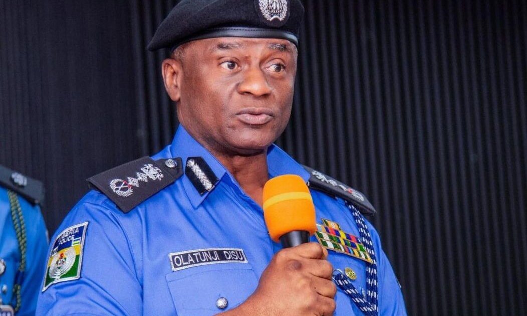 Inspector-General of Police Olatunji Disu speaking at an official event