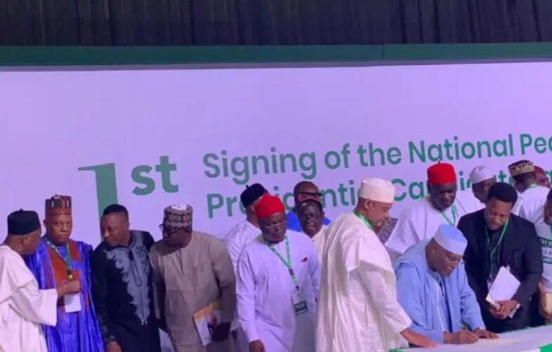 Political leaders sign the first National Peace Accord ahead of Nigeria’s 2027 general election in Abuja