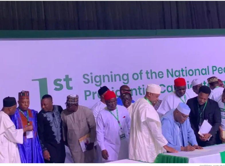 Political leaders sign the first National Peace Accord ahead of Nigeria’s 2027 general election in Abuja