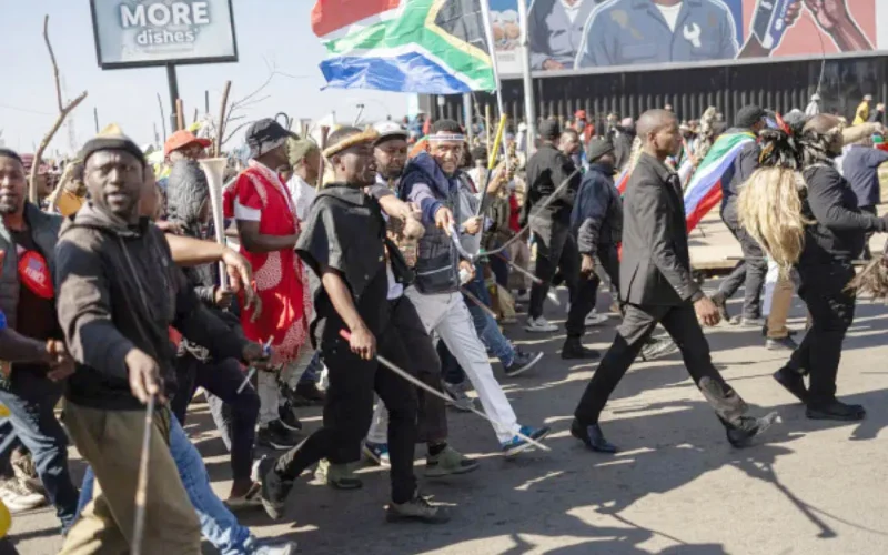 People march in South Africa during protests linked to undocumented migrants