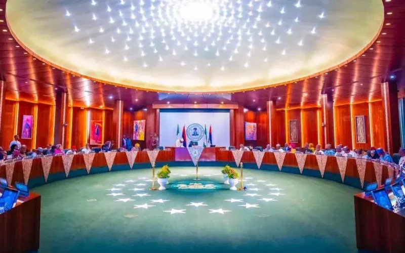Federal Executive Council meeting room during a government meeting