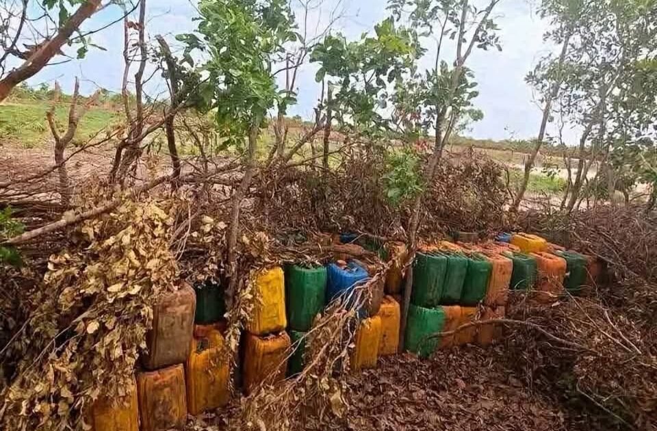 Camouflaged jerrycans found at the Boko Haram/ISWAP camp in Adamawa State.