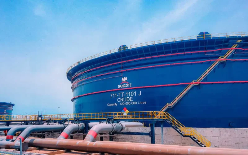 Storage tanks and pipelines at the Dangote Refinery complex.