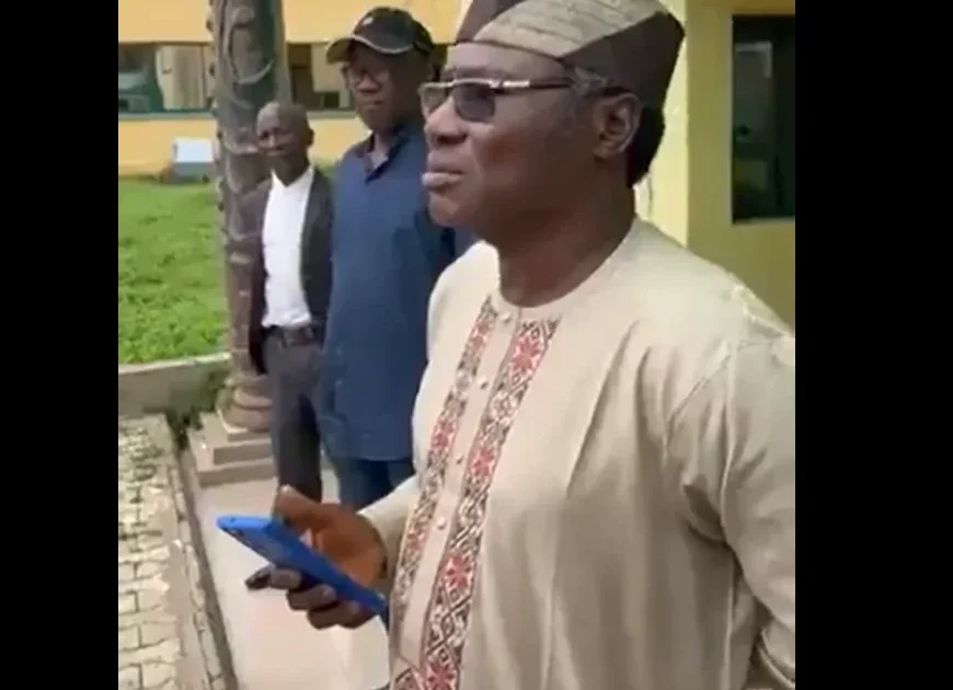 An Atiba University official shown during the law students protest video