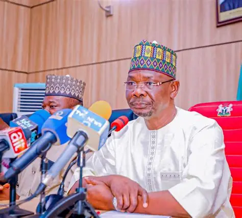 Nasarawa State Governor Abdullahi Sule speaking at a public event.