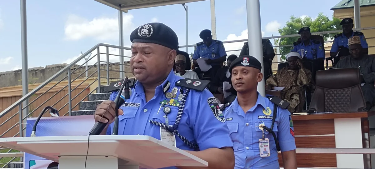 Katsina police officer speaking at a command event during a warning on political violence