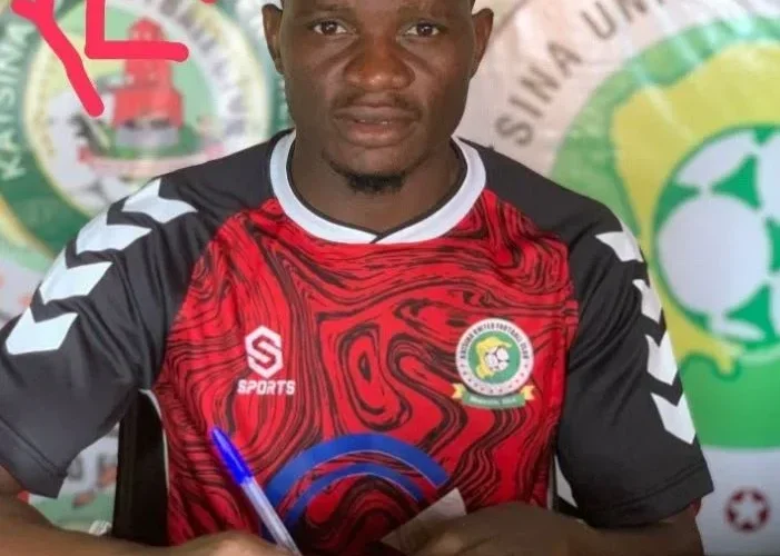 Katsina United player Ozoh Chinedu in club kit before his death during a pre-season friendly.