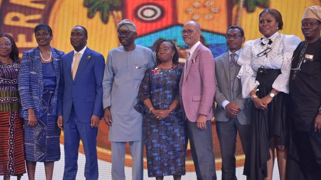 Lagos Governor Babajide Sanwo-Olu speaks at a healthcare event
