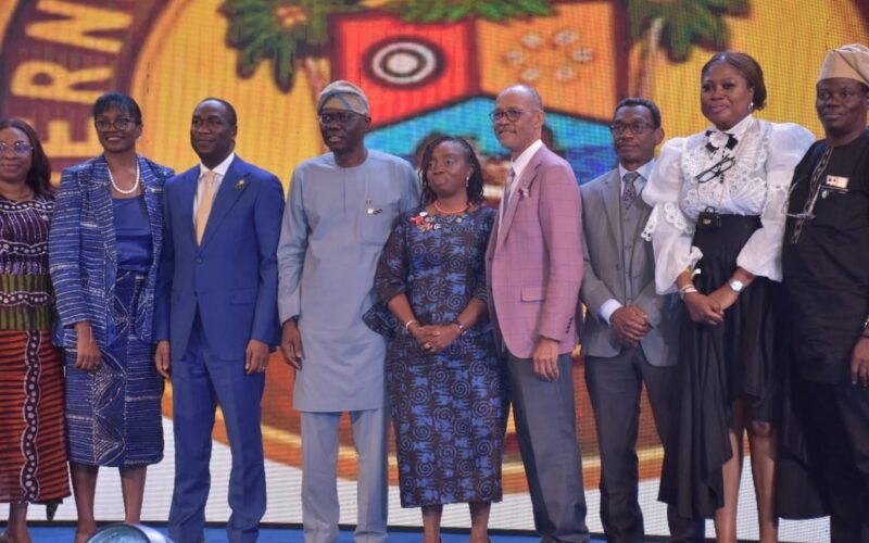 Lagos Governor Babajide Sanwo-Olu speaks at a healthcare event