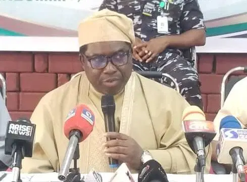INEC-related official at a press event