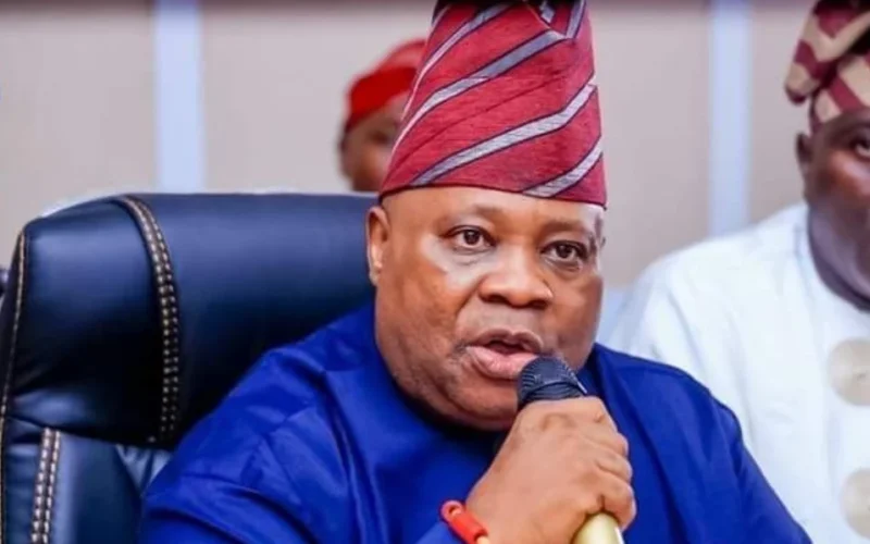 Osun State Governor Ademola Adeleke speaking at a government briefing