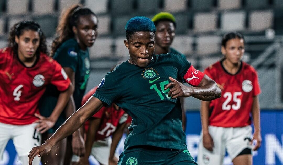 A Super Falcons player during Nigeria’s WAFCON 2026 match against Egypt