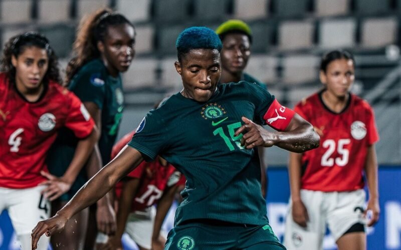 A Super Falcons player during Nigeria’s WAFCON 2026 match against Egypt