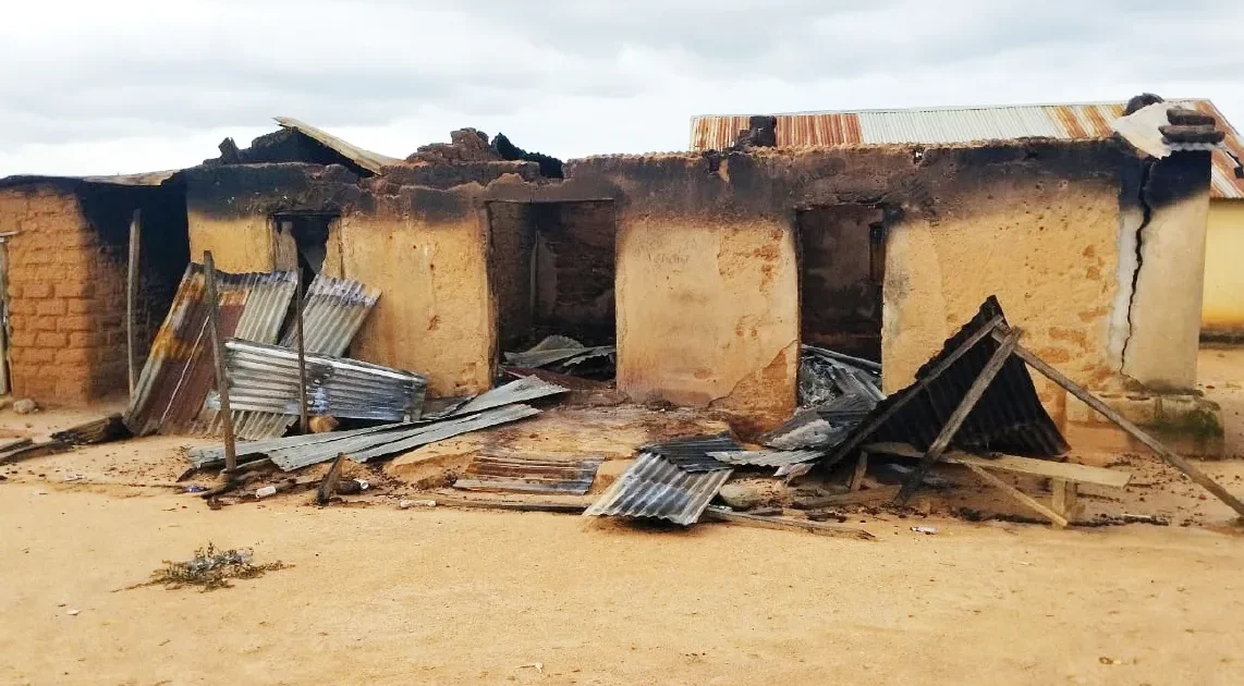 Fire-damaged home in Naridon, Kaduna State, after the reported July 2026 attack.
