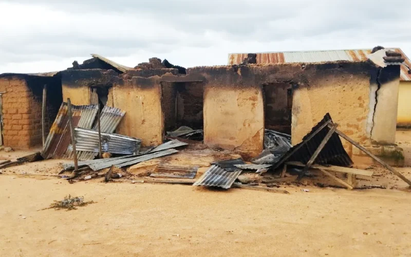 Fire-damaged home in Naridon, Kaduna State, after the reported July 2026 attack.