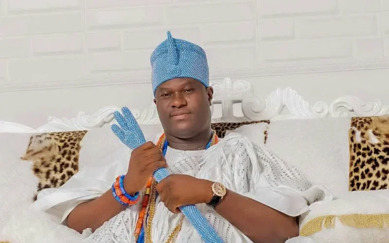 Ooni of Ife, Oba Enitan Ogunwusi, seated in traditional attire