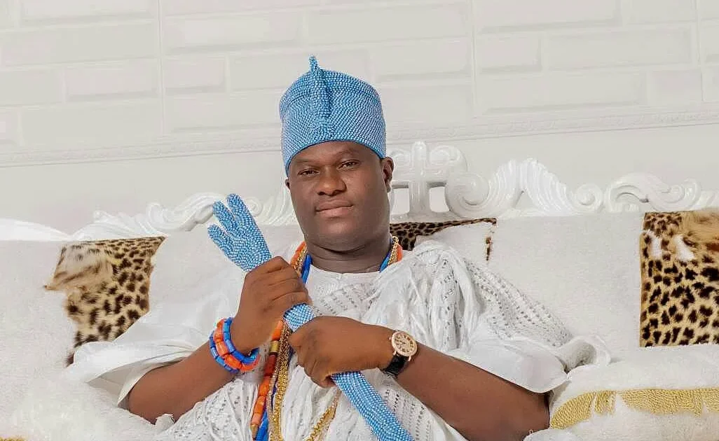 Ooni of Ife, Oba Enitan Ogunwusi, seated in traditional attire