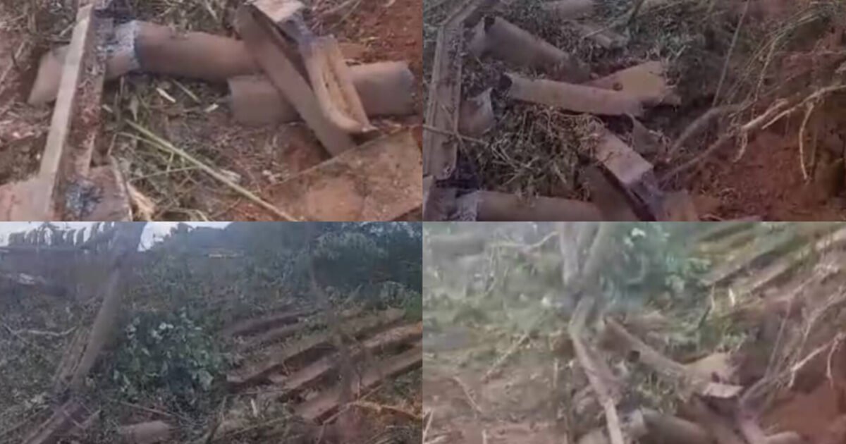Damaged railway track materials from the reported Osogbo railway-vandalism attempt.