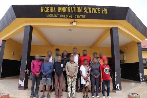 Arrested suspected QNET/IGNITE facilitators at the Nigeria Immigration Service holding centre