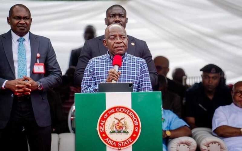 Governor Alex Otti speaking during the commissioning of the 80-bed Obingwa General Hospital in Abia State