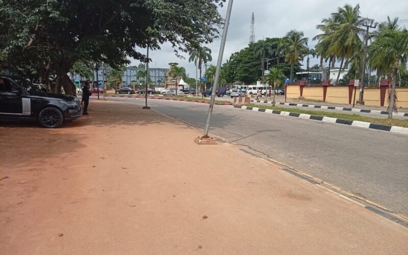 Road outside Lagos House in Ikeja during the pensioners protest report