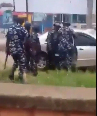 Police officers at the Modakeke Registration Area Centre after the Osun tear gas incident