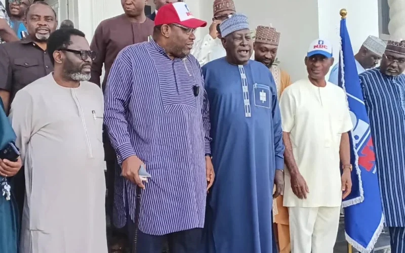 Babachir Lawal with NDC officials during his unveiling in Abuja