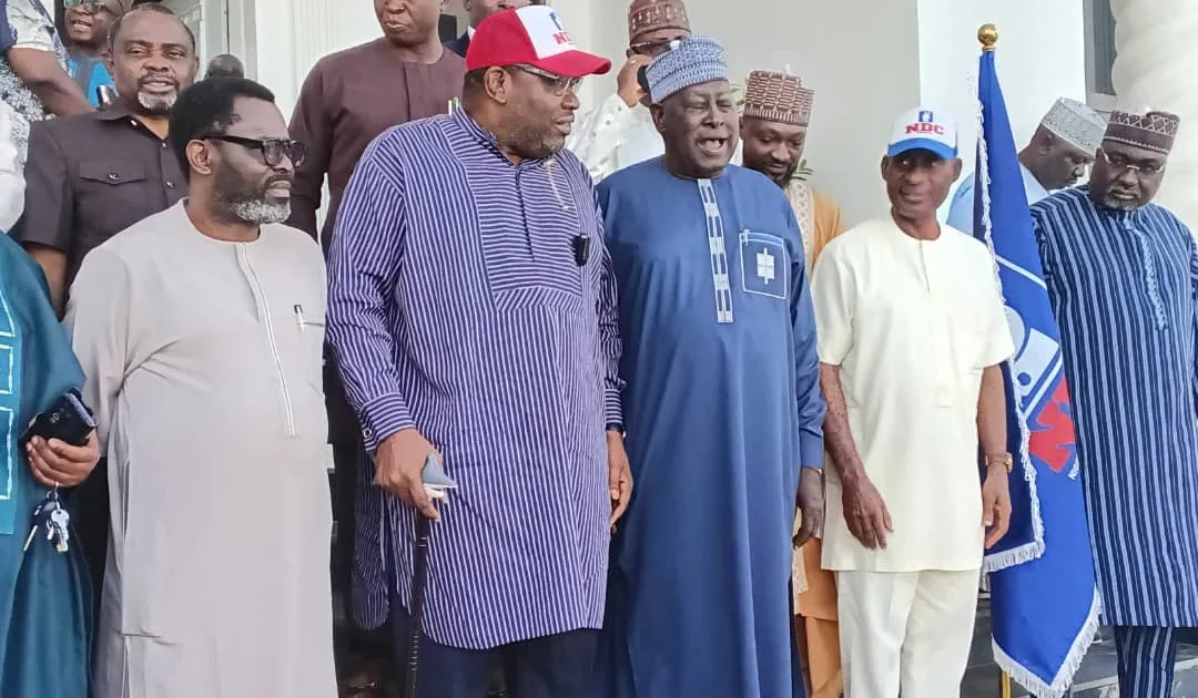 Babachir Lawal with NDC officials during his unveiling in Abuja